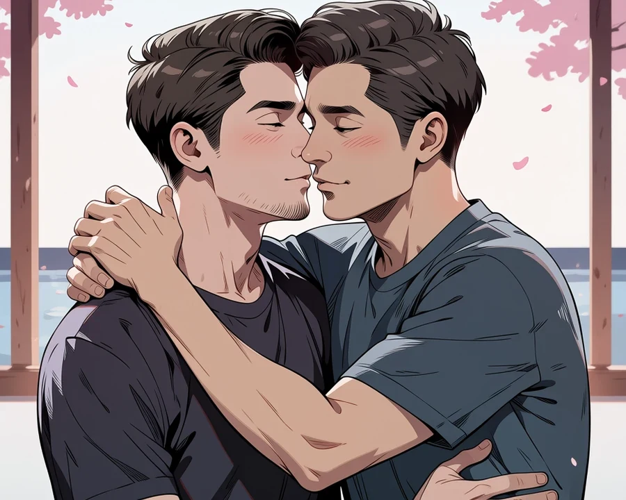 Two adult anime characters sharing a quiet moment, used on the help centre