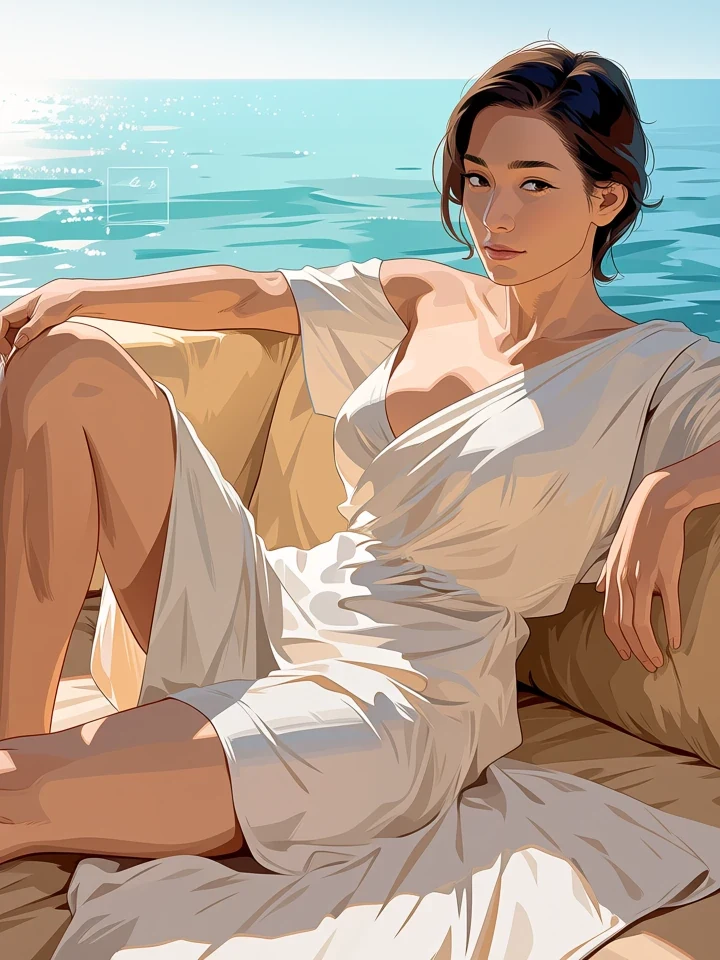 Community gallery artwork of an adult anime character in warm afternoon light